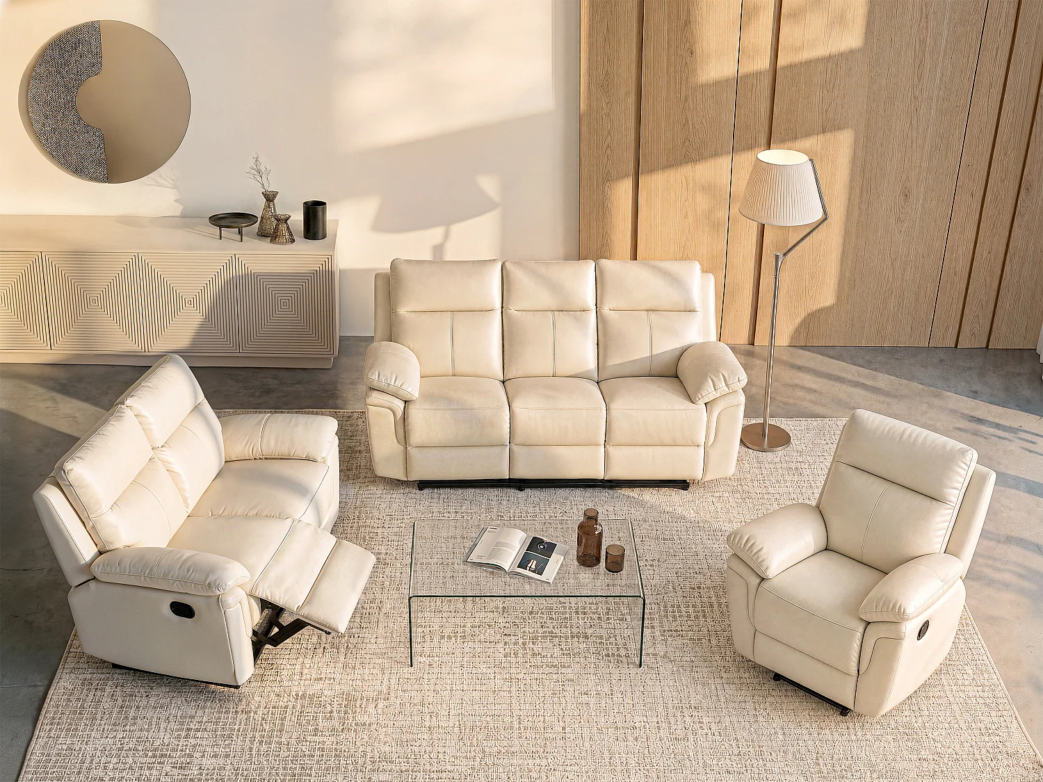 3+2 zits relaxbank & -fauteuil leer PAKITA - Ivoor - Koop