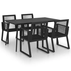 5-delige Tuinset PVC-rattan zwart 5-delige Tuinset PVC-rattan zwart