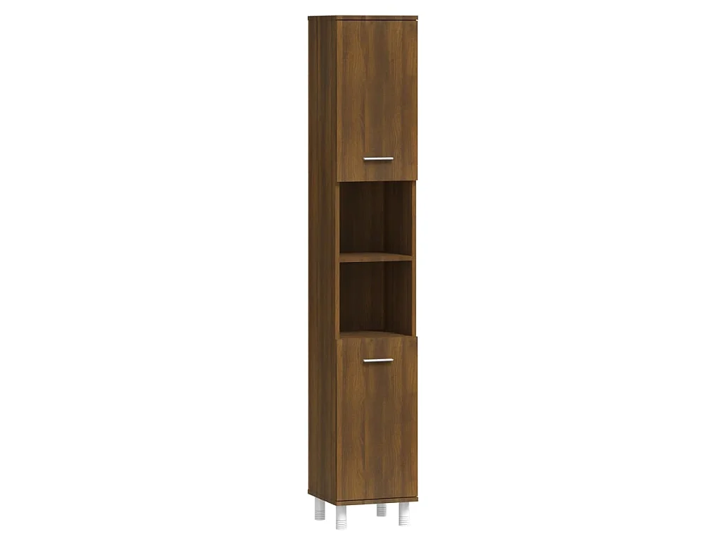 Badkamerkast 30x30x179 cm bewerkt hout bruin eikenkleur