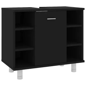 Badkamerkast 60x32x53,5 cm bewerkt hout zwart Badkamerkast 60x32x53,5 cm bewerkt hout zwart