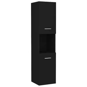 Badkamerkast 30x30x130 cm bewerkt hout zwart