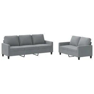 2-delige Loungeset met kussens stof lichtgrijs 2-delige Loungeset met kussens stof lichtgrijs