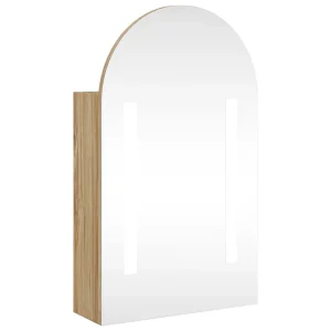 Badkamerkast met spiegel en LED gebogen 42x13x70 cm eikenkleur Badkamerkast met spiegel en LED gebogen 42x13x70 cm eikenkleur