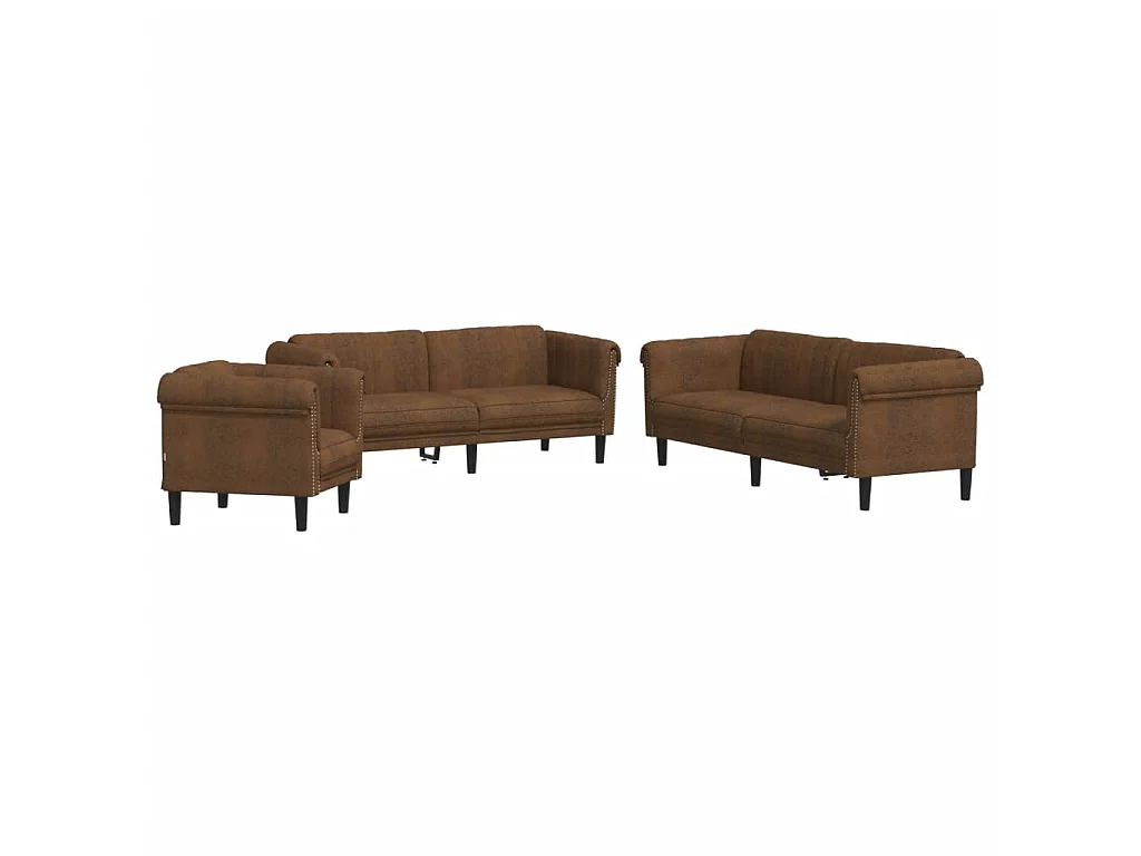 3-delige Loungeset fluweel bruin