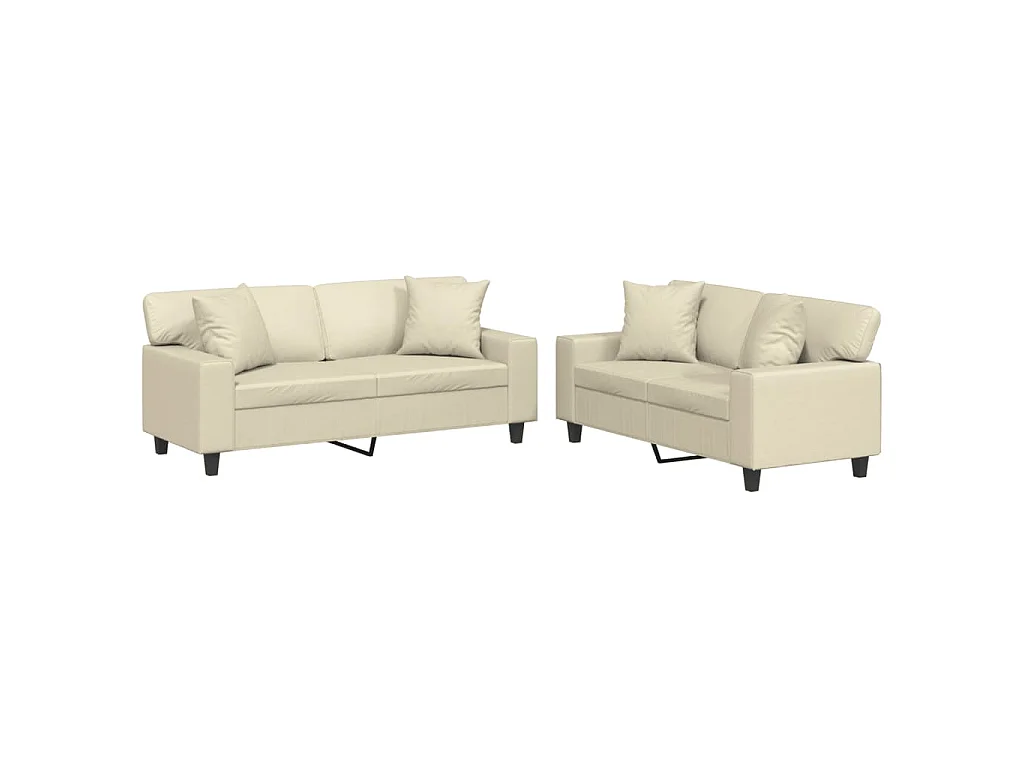 2-delige Loungeset met kussens kunstleer crèmekleurig