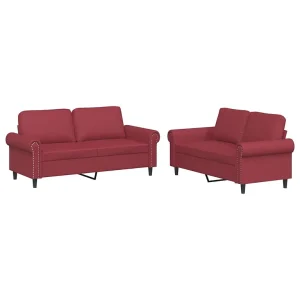 2-delige Loungeset met kussens kunstleer wijnrood 2-delige Loungeset met kussens kunstleer wijnrood