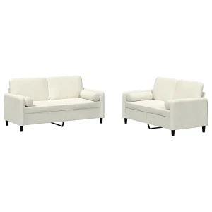 2-delige Loungeset met kussens fluweel crèmekleurig 2-delige Loungeset met kussens fluweel crèmekleurig