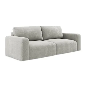 Driezits-slaapbank van lichtgrijs chenille stof – OSTIA Driezits-slaapbank van lichtgrijs chenille stof – OSTIA