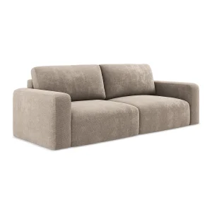 Driezits-slaapbank van donkerbeige chenille stof – OSTIA Driezits-slaapbank van donkerbeige chenille stof – OSTIA