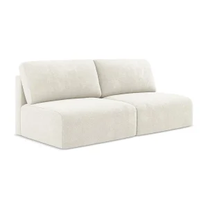 Driezits-slaapbank van wit chenille stof – OSTIA Driezits-slaapbank van wit chenille stof – OSTIA