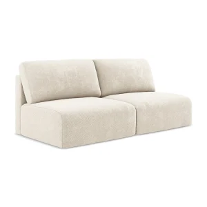 Driezits-slaapbank van lichtbeige chenille stof – OSTIA Driezits-slaapbank van lichtbeige chenille stof – OSTIA