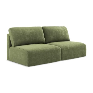Driezits-slaapbank van groente chenille stof – OSTIA
