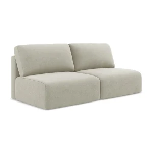 Driezits-slaapbank van lichtbeige textuurstof – OSTIA Driezits-slaapbank van lichtbeige textuurstof – OSTIA