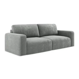 Driezits-slaapbank van grijs chenille stof – OSTIA Driezits-slaapbank van grijs chenille stof – OSTIA