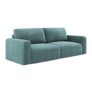 Driezits-slaapbank van jeans chenille stof – OSTIA