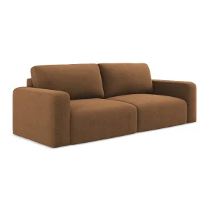 Driezits-slaapbank van terracotta textuurstof – OSTIA