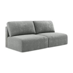 Driezits-slaapbank van grijs chenille stof – OSTIA Driezits-slaapbank van grijs chenille stof – OSTIA