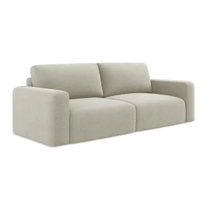 Driezits-slaapbank van lichtbeige textuurstof – OSTIA Driezits-slaapbank van lichtbeige textuurstof – OSTIA