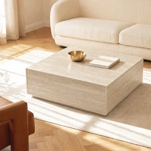 Salontafel met 2 lades van mdf – Beige travertijneffect – ANTRIM van Pascal Morabito Salontafel met 2 lades van mdf – Beige travertijneffect – ANTRIM van Pascal Morabito