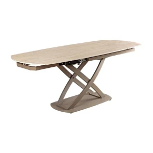 ATONIA Tafel – Ovaal uitschuifbaar 130 tot 190 cm – Tafelblad van keramiek met beige marmer effect – Metalen poten – Moderne stijl ATONIA Tafel – Ovaal uitschuifbaar 130 tot 190 cm – Tafelblad van keramiek met beige marmer effect – Metalen poten – Moderne stijl