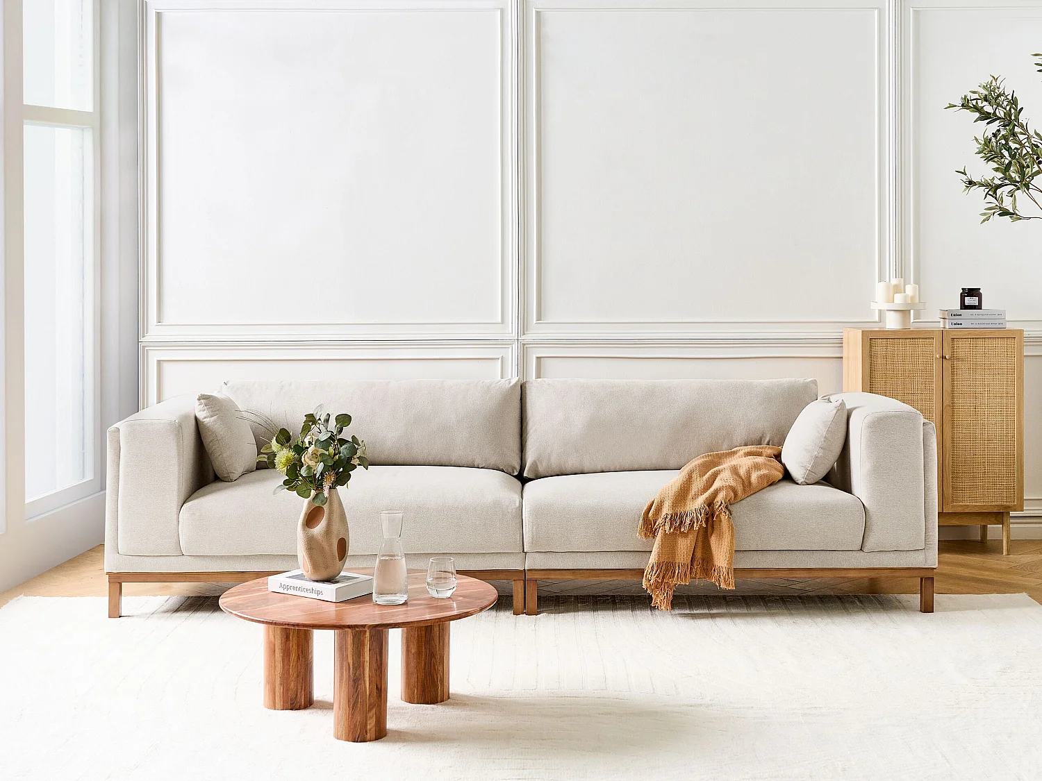 Bank VENG Stof Beige 4-zitter