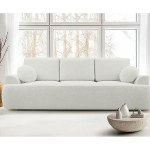 3-zitsbank met slaapfunctie en opbergruimte – bouclé – lichtbeige – BARLETTO 3-zitsbank met slaapfunctie en opbergruimte – bouclé – lichtbeige – BARLETTO