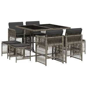 9-delige Tuinset met kussens poly rattan grijs 9-delige Tuinset met kussens poly rattan grijs