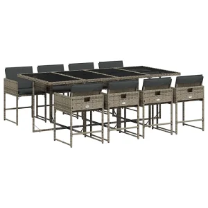 9-delige Tuinset met kussens poly rattan grijs 9-delige Tuinset met kussens poly rattan grijs