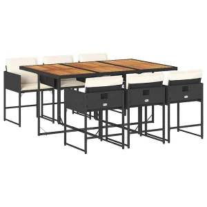 7-delige Tuinset met kussens poly rattan zwart 7-delige Tuinset met kussens poly rattan zwart