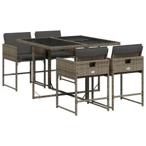 5-delige Tuinset met kussens poly rattan grijs 5-delige Tuinset met kussens poly rattan grijs
