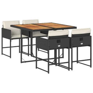 5-delige Tuinset met kussens poly rattan zwart 5-delige Tuinset met kussens poly rattan zwart