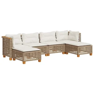 6-delige Loungeset met kussens poly rattan beige 6-delige Loungeset met kussens poly rattan beige