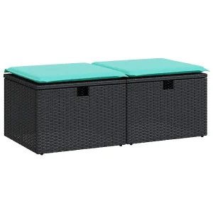 2-delige Loungeset met kussens poly rattan acacia zwart 2-delige Loungeset met kussens poly rattan acacia zwart