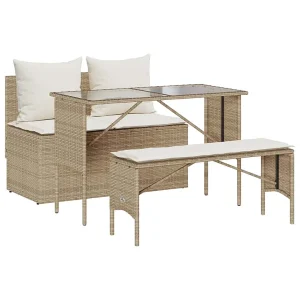 3-delige Tuinset met kussens poly rattan beige 3-delige Tuinset met kussens poly rattan beige