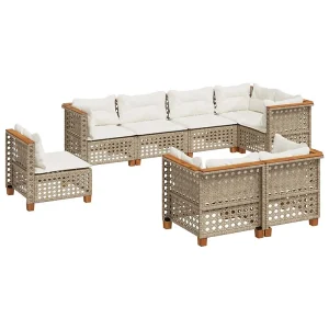 8-delige Loungeset met kussens poly rattan beige 8-delige Loungeset met kussens poly rattan beige