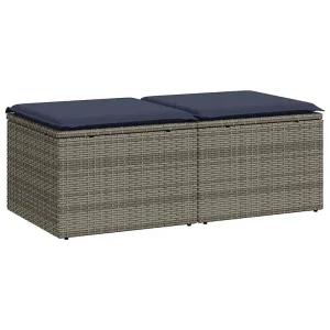 2-delige Loungeset met kussens poly rattan acacia grijs 2-delige Loungeset met kussens poly rattan acacia grijs