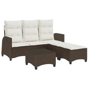 3-delige Tuinbankstel met kussens L-vormig poly rattan bruin 3-delige Tuinbankstel met kussens L-vormig poly rattan bruin