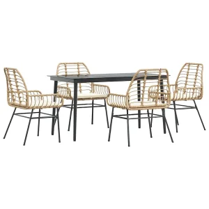 5-delige Tuinset met kussens poly rattan glas bruin 5-delige Tuinset met kussens poly rattan glas bruin