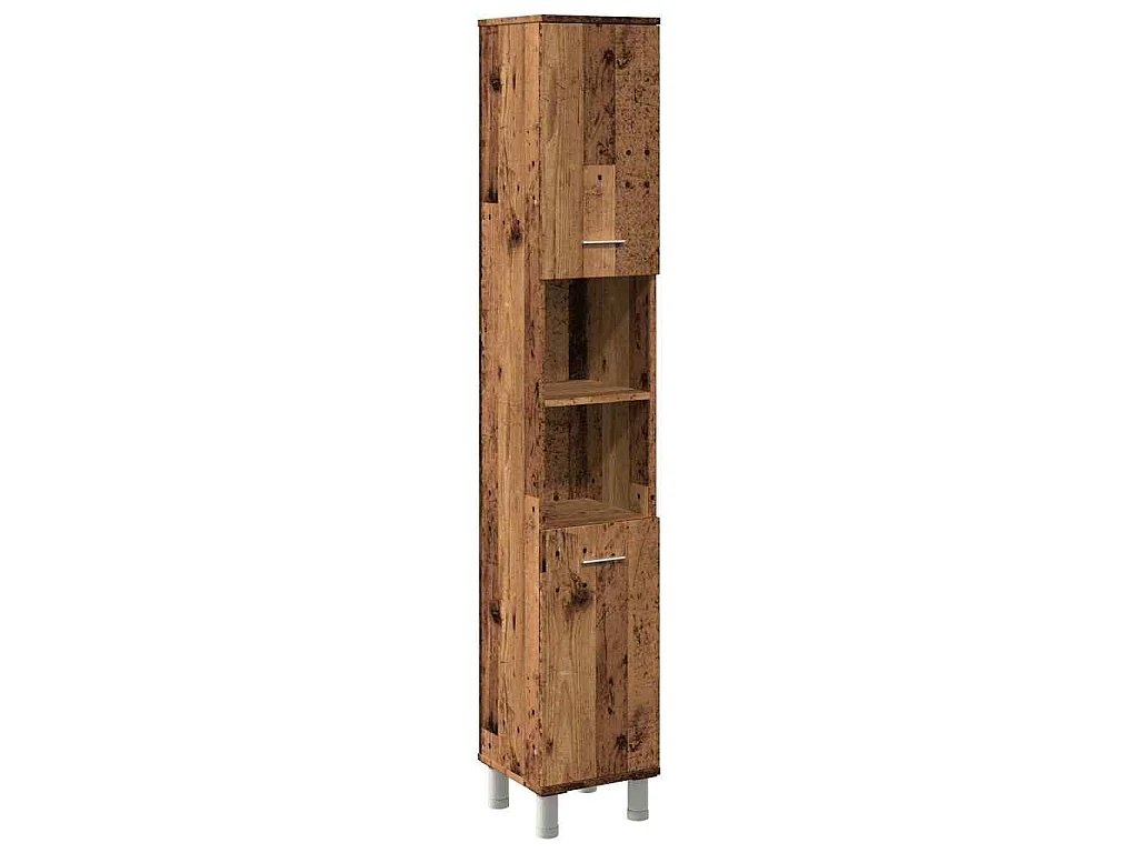 Badkamerkast 30x30x179 cm bewerkt hout oud houtkleurig