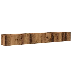 3-delig Tv-meubelset wandmontage bewerkt hout oud houtkleurig 3-delig Tv-meubelset wandmontage bewerkt hout oud houtkleurig