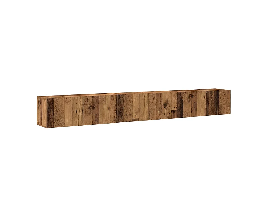 3-delig Tv-meubelset wandmontage bewerkt hout oud houtkleurig