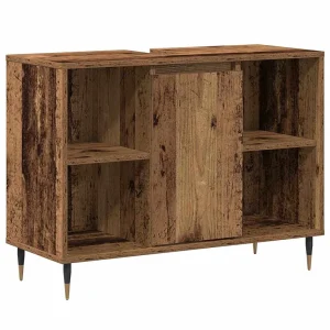 Badkamer Kast met plank Oud Hout 80 x 33 x 60 cm Bewerkt hout Badkamer Kast met plank Oud Hout 80 x 33 x 60 cm Bewerkt hout
