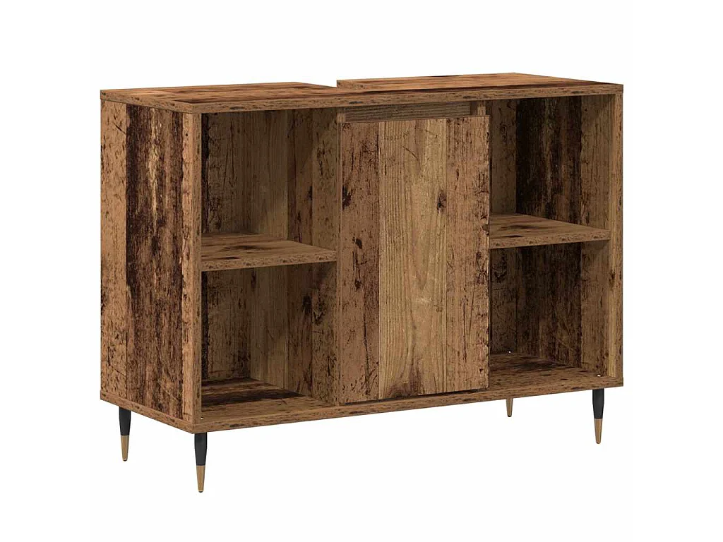 Badkamer Kast met plank Oud Hout 80 x 33 x 60 cm Bewerkt hout