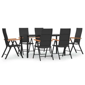 7-delige Tuinset poly rattan zwart en bruin 7-delige Tuinset poly rattan zwart en bruin