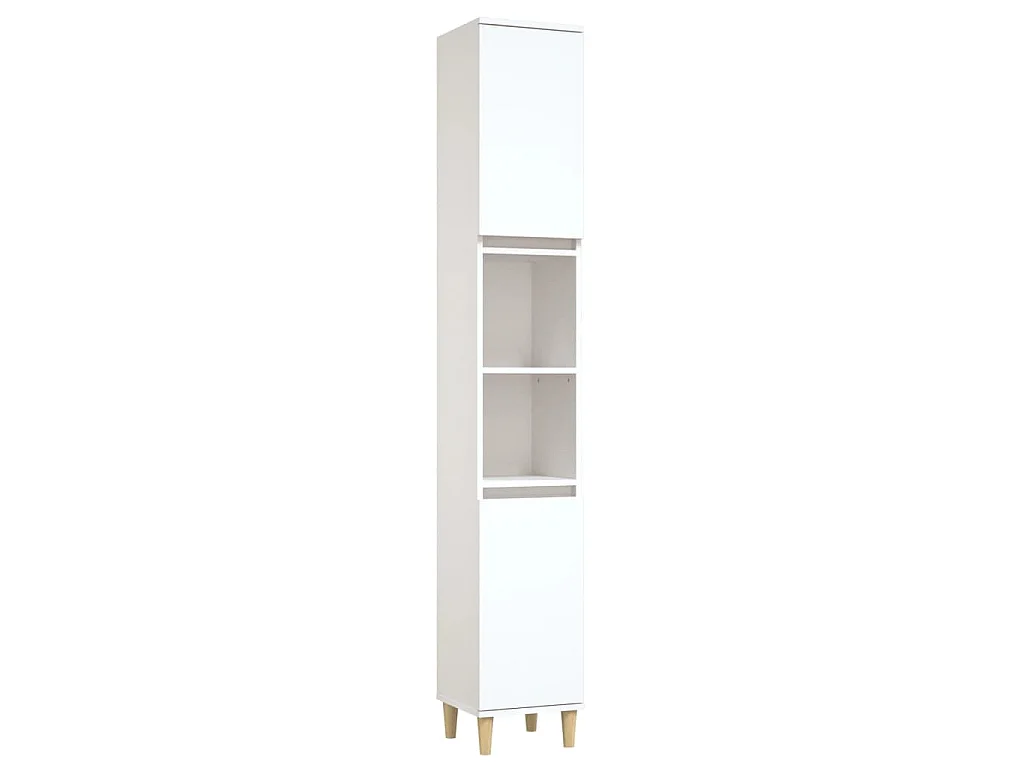 Badkamerkast 30x30x190 cm bewerkt hout wit