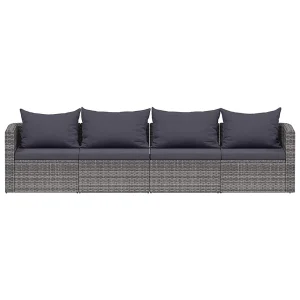 4-delige Loungeset met kussens poly rattan grijs 4-delige Loungeset met kussens poly rattan grijs