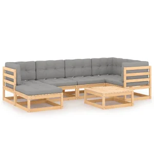 7-delige Loungeset met kussens massief grenenhout 7-delige Loungeset met kussens massief grenenhout