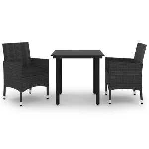 3-delige Tuinset met kussens poly rattan en glas 3-delige Tuinset met kussens poly rattan en glas
