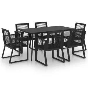 7-delige Tuinset PVC-rattan zwart 7-delige Tuinset PVC-rattan zwart