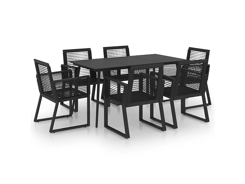 7-delige Tuinset PVC-rattan zwart